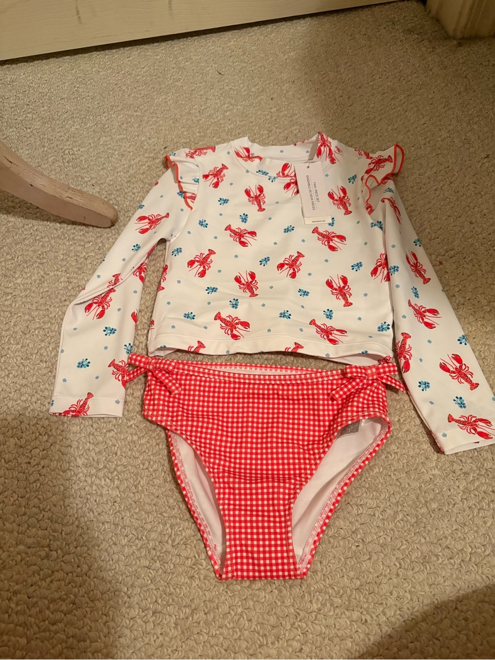 Janie and Jack White Lobster Rashguard 2pc size 3,NWT $52